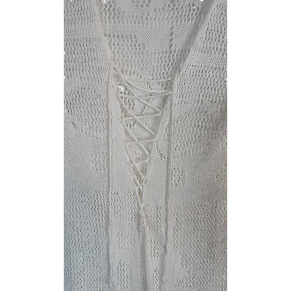 Boho Gypsy Beach White Goddess Maxi Crochet V-Neck Cover-up - Picture 4 of 10